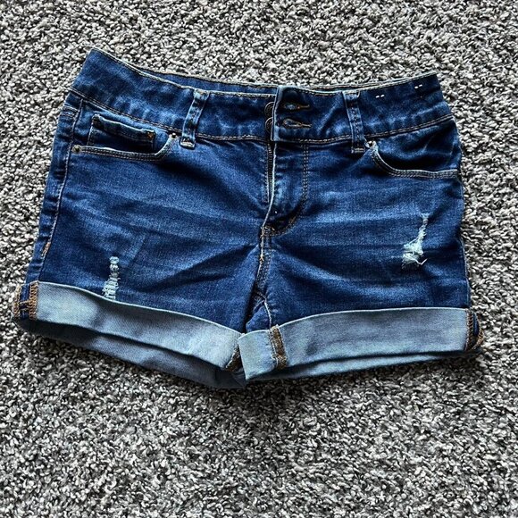 Mudd Pants - Mudd Shorts Womens Size 14 Blue Denim Midrise Cotton Button Shorts